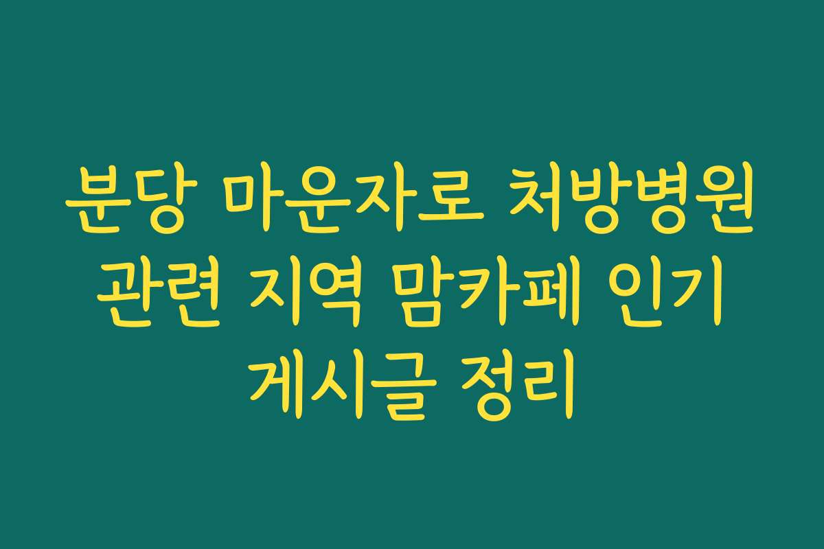 분당 마운자로 처방병원 관련 지역 맘카페 인기 게시글 정리