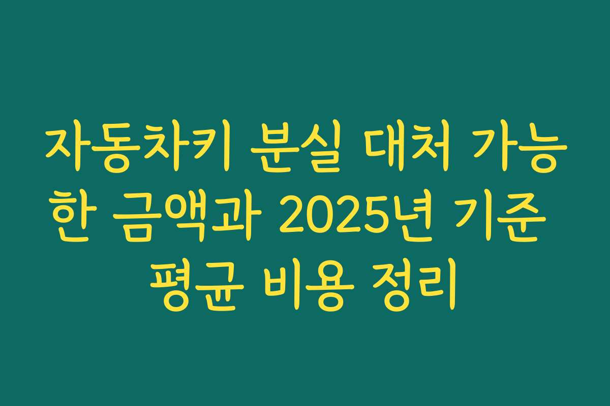 자동차키 분실 대처 가능한 금액과 2025년 기준 평균 비용 정리