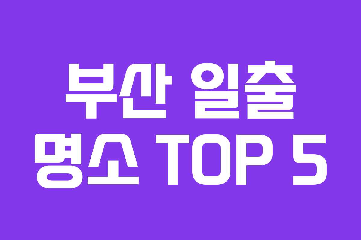 부산 일출 명소 TOP 5