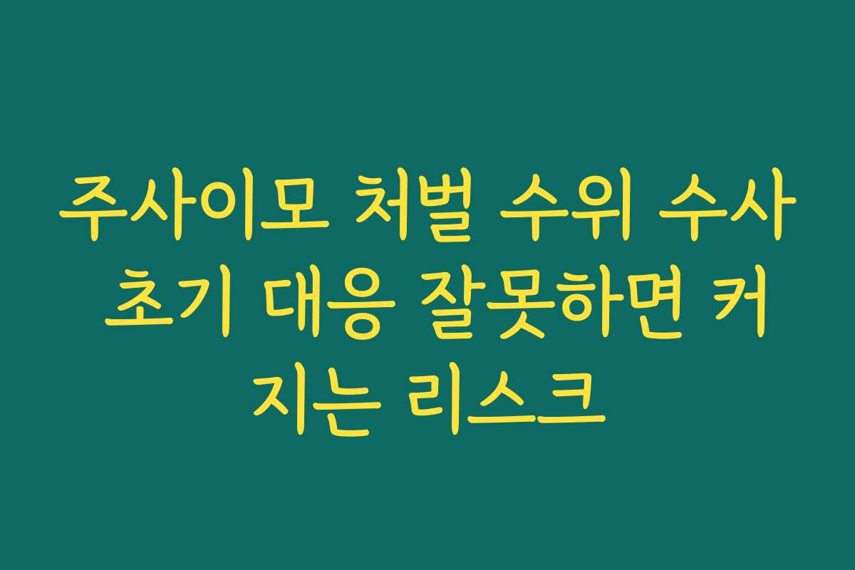주사이모 처벌 수위 수사 초기 대응 잘못하면 커지는 리스크