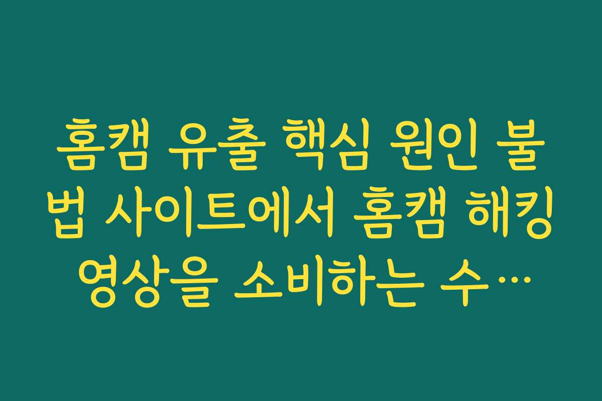 홈캠 유출 핵심 원인 불법 사이트에서 홈캠 해킹 영상을 소비하는 수요층 존재