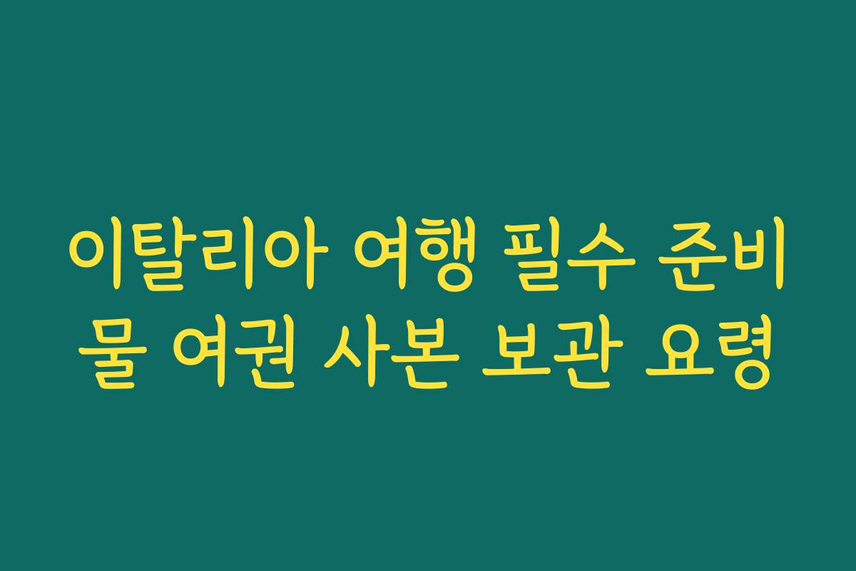 이탈리아 여행 필수 준비물 여권 사본 보관 요령