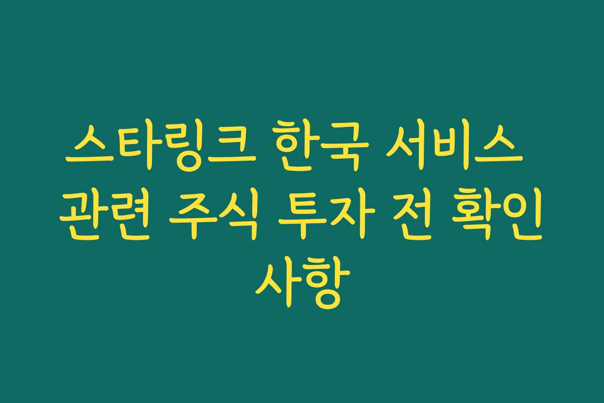 스타링크 한국 서비스 관련 주식 투자 전 확인사항