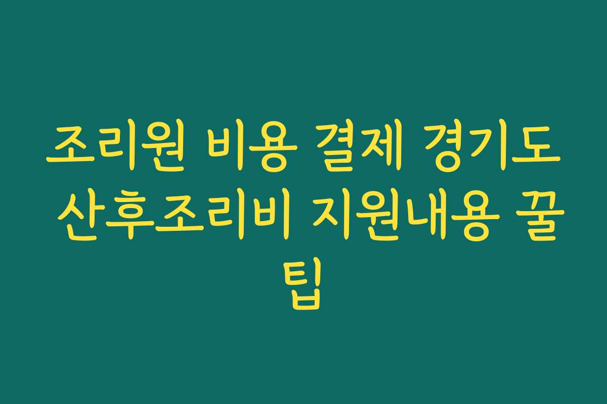조리원 비용 결제 경기도 산후조리비 지원내용 꿀팁