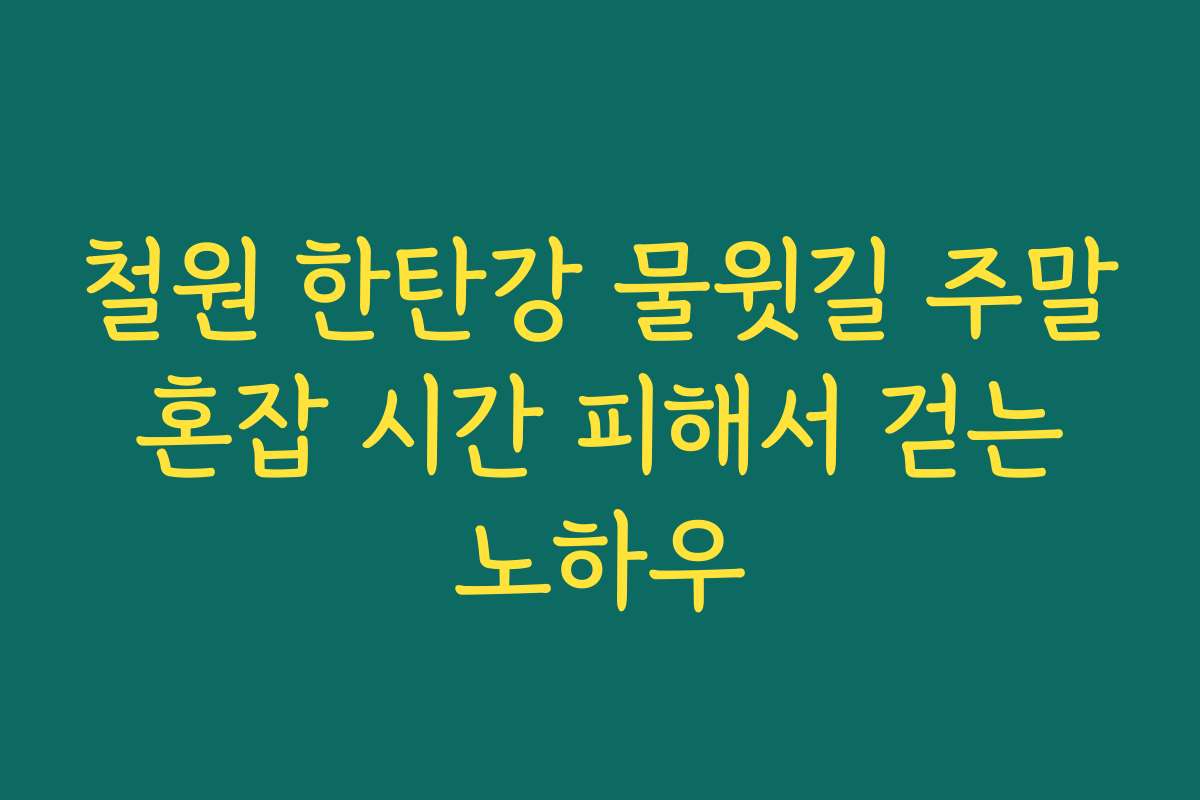 철원 한탄강 물윗길 주말 혼잡 시간 피해서 걷는 노하우