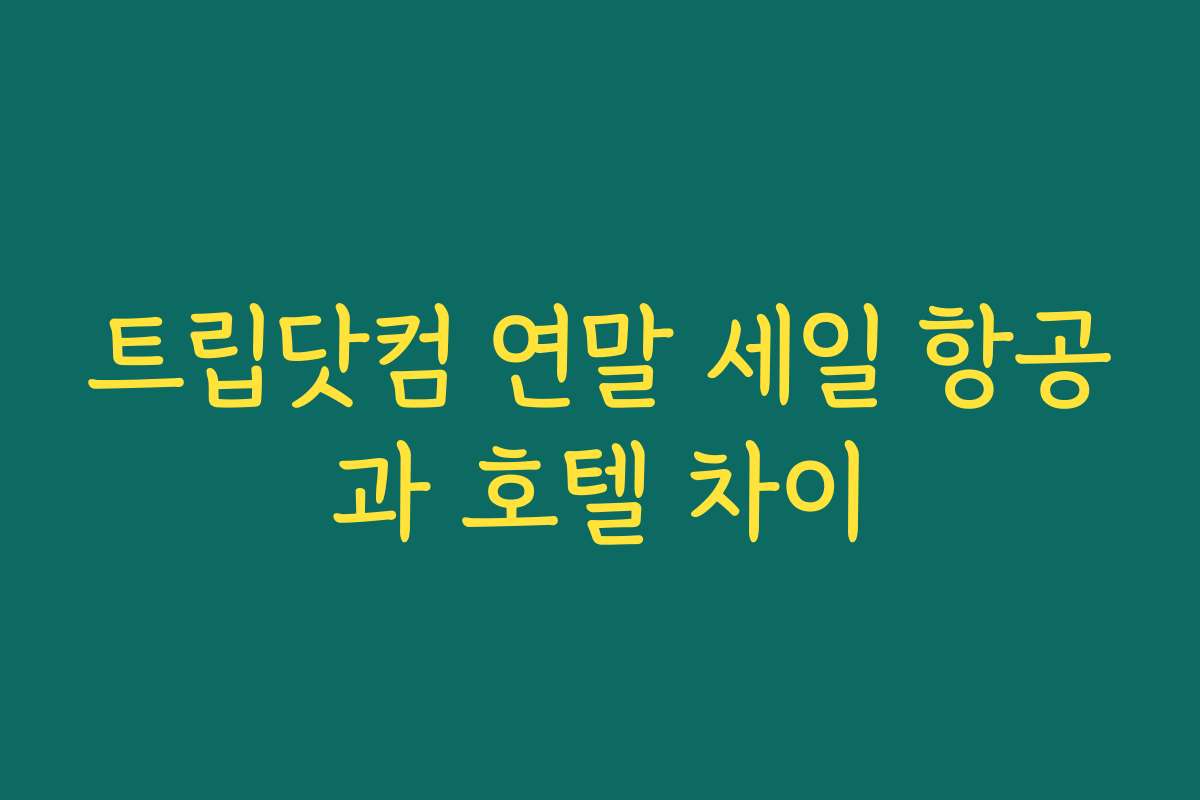트립닷컴 연말 세일 항공과 호텔 차이