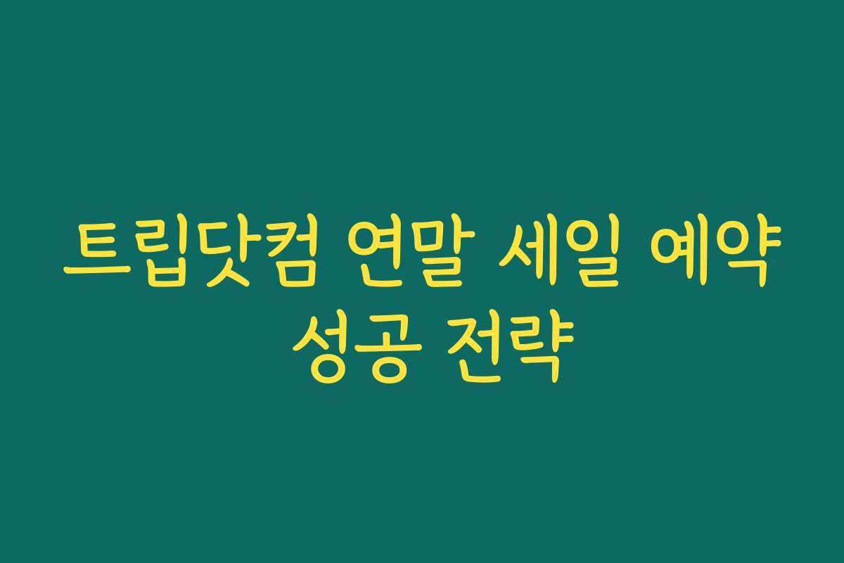 트립닷컴 연말 세일 예약 성공 전략