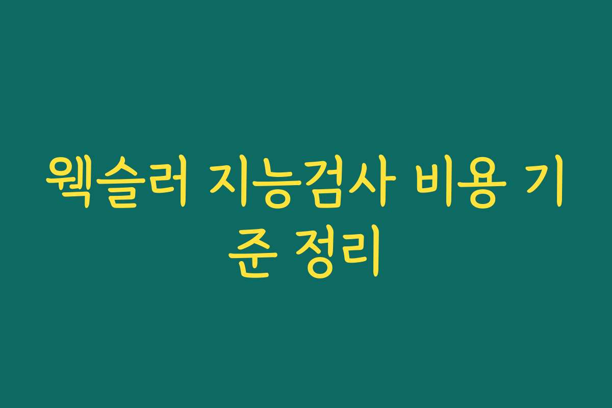 웩슬러 지능검사 비용 기준 정리