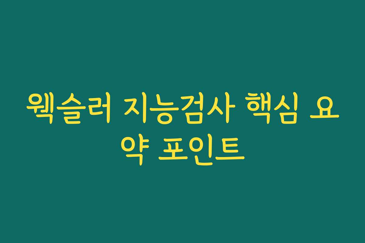 웩슬러 지능검사 핵심 요약 포인트