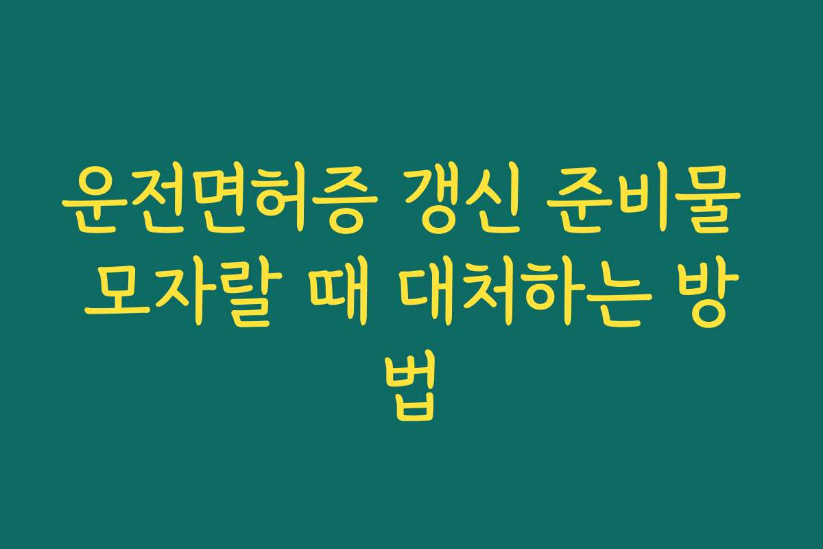 운전면허증 갱신 준비물 모자랄 때 대처하는 방법
