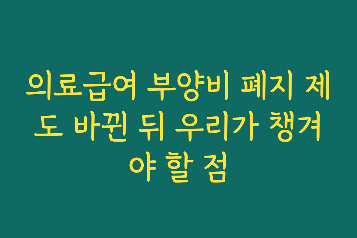 의료급여 부양비 폐지 제도 바뀐 뒤 우리가 챙겨야 할 점 의료급여 부양비 폐지 제도 바뀐 뒤 우리가 챙겨야 할 점