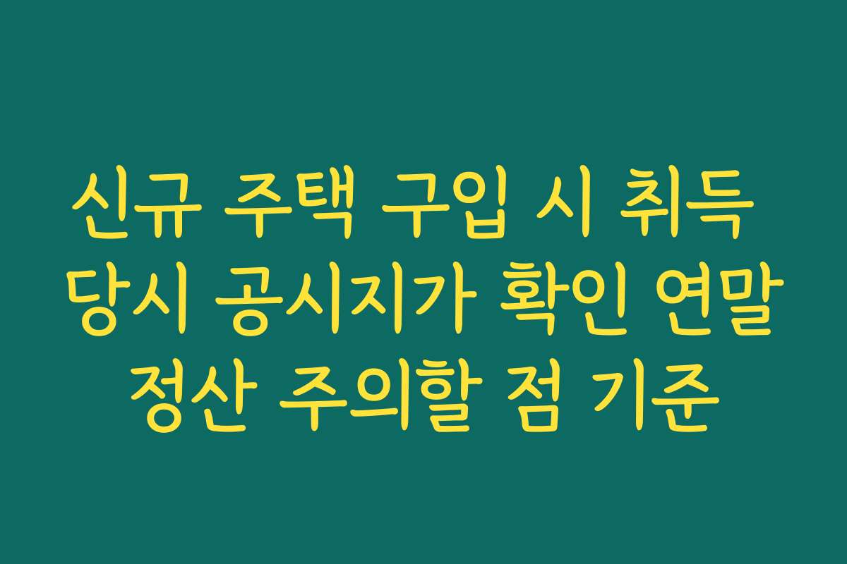 신규 주택 구입 시 취득 당시 공시지가 확인 연말정산 주의할 점 기준