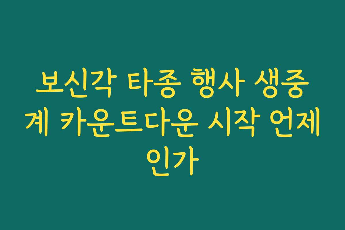보신각 타종 행사 생중계 카운트다운 시작 언제인가