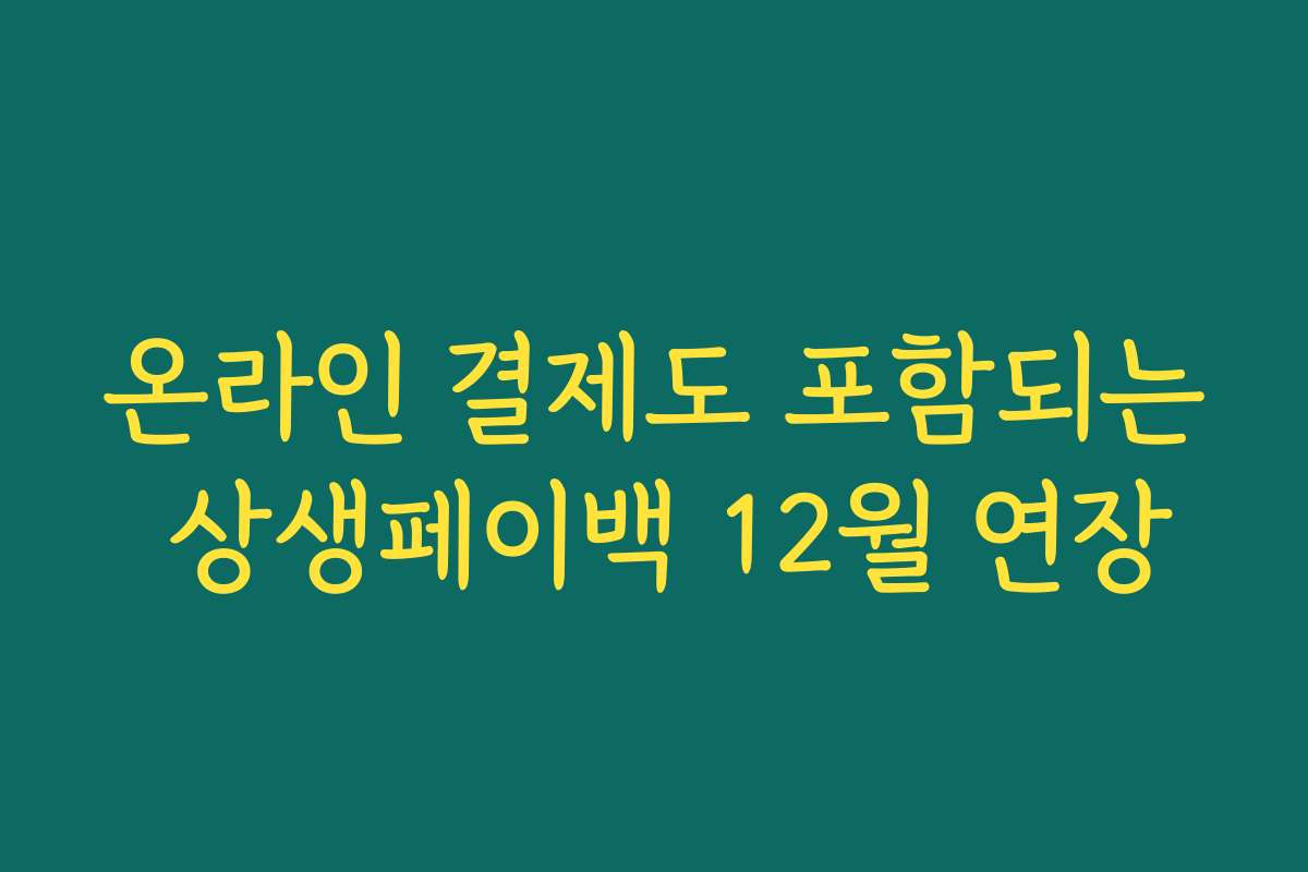 온라인 결제도 포함되는 상생페이백 12월 연장