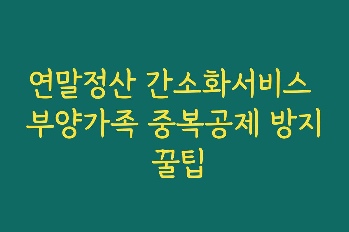 연말정산 간소화서비스 부양가족 중복공제 방지 꿀팁