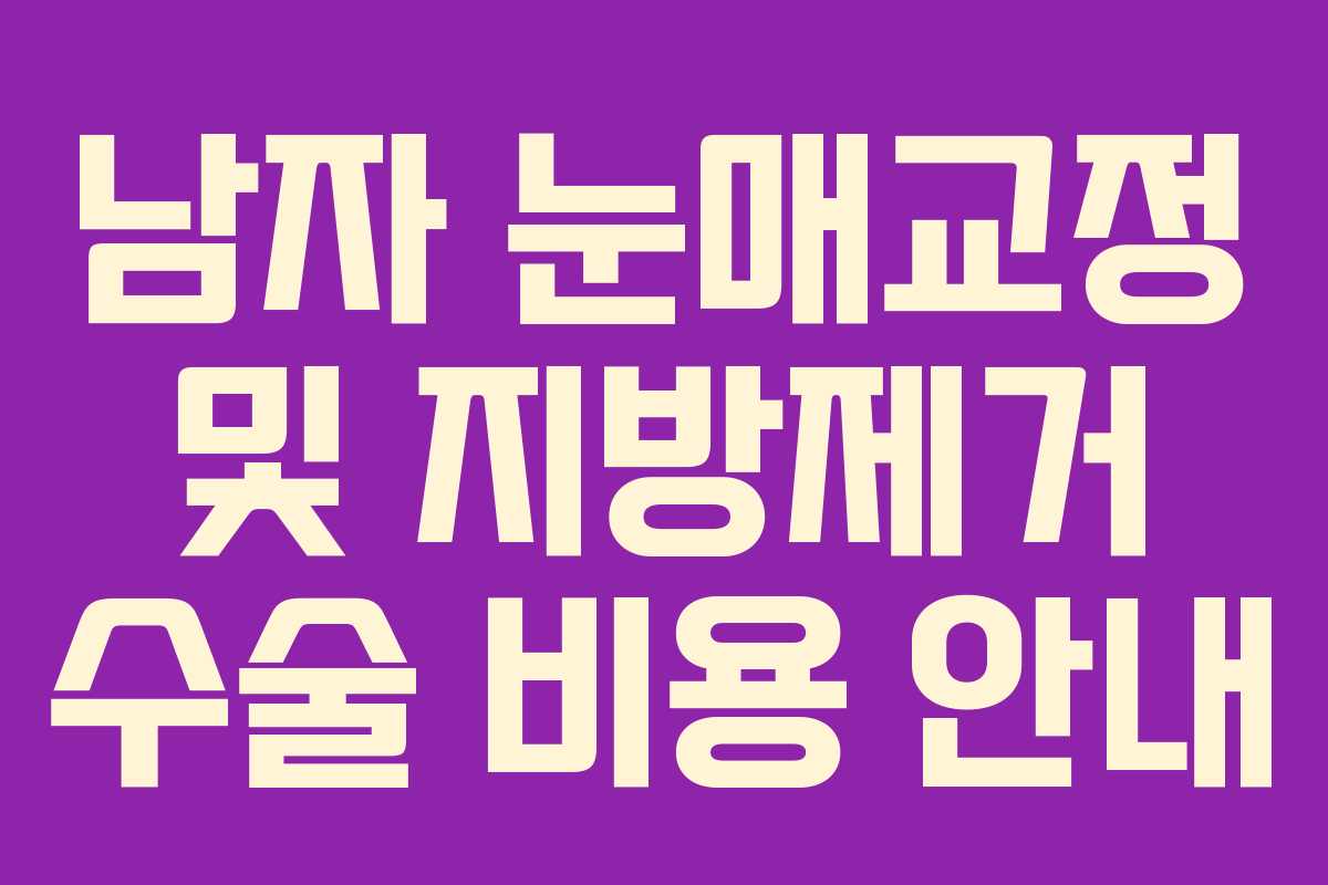 남자 눈매교정 및 지방제거 수술 비용 안내