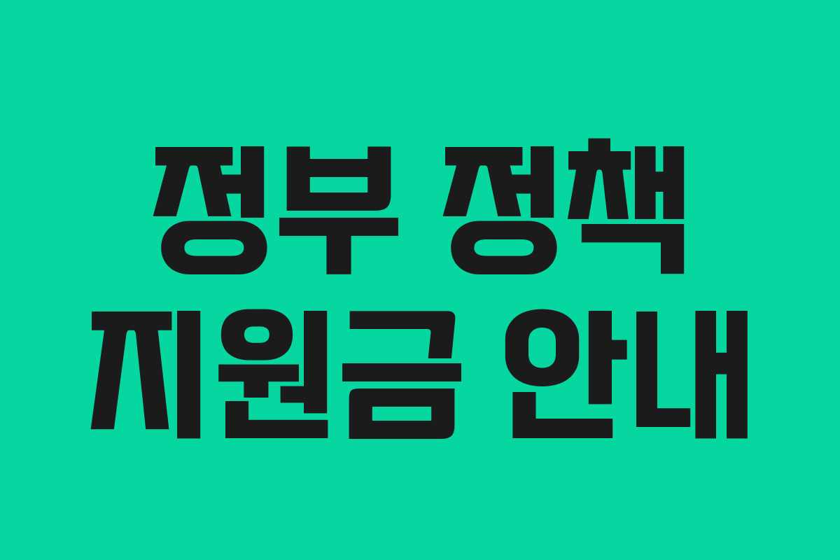 정부 정책 지원금 안내