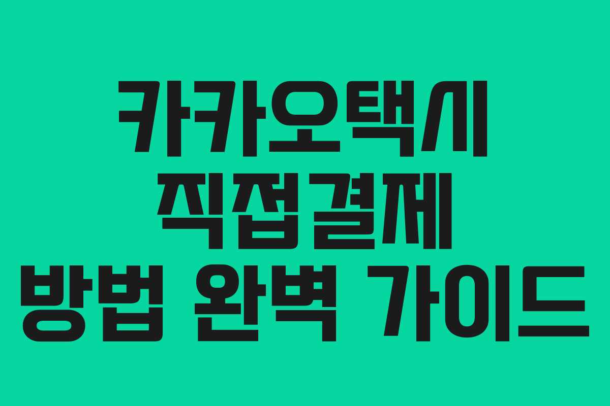 카카오택시 직접결제 방법 완벽 가이드