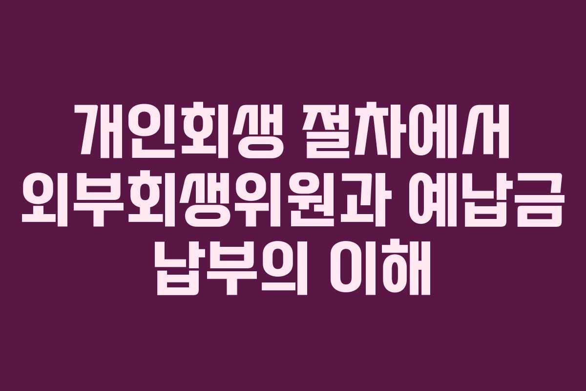 개인회생 절차에서 외부회생위원과 예납금 납부의 이해