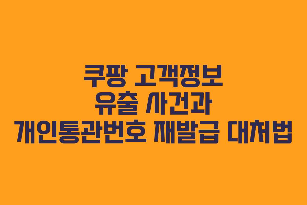 쿠팡 고객정보 유출 사건과 개인통관번호 재발급 대처법