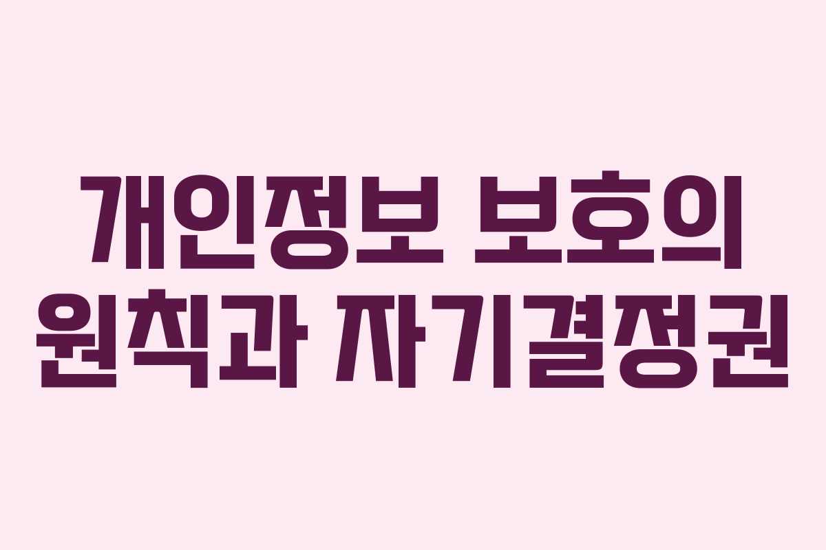 개인정보 보호의 원칙과 자기결정권