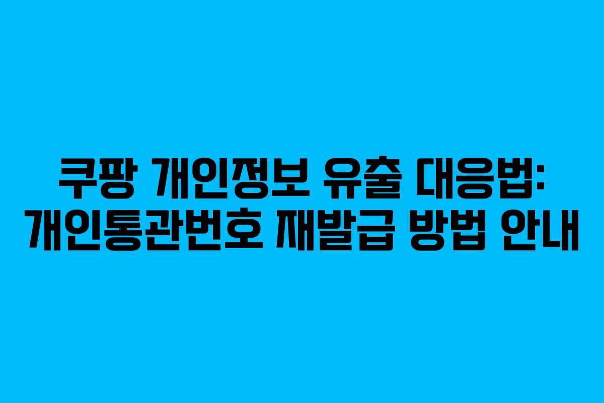 쿠팡 개인정보 유출 대응법: 개인통관번호 재발급 방법 안내