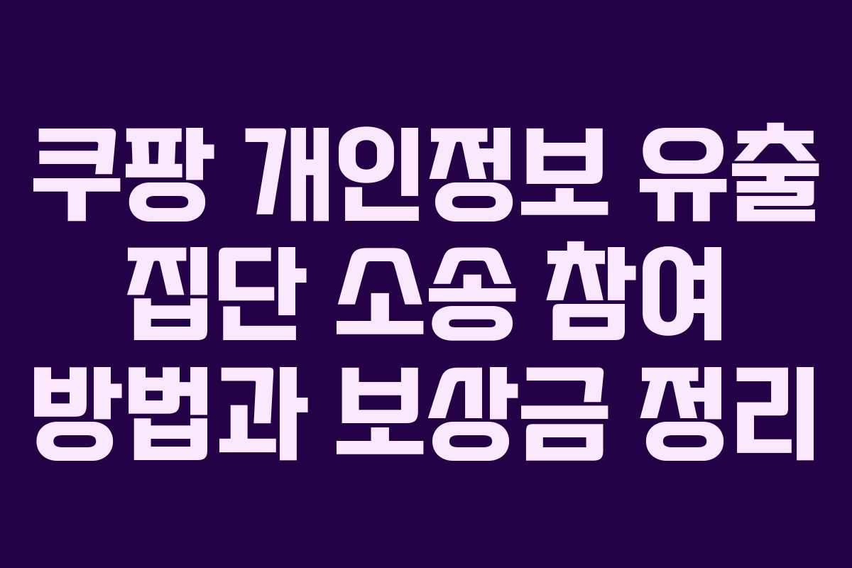 쿠팡 개인정보 유출 집단 소송 참여 방법과 보상금 정리 쿠팡 개인정보 유출 집단 소송 참여 방법과 보상금 정리