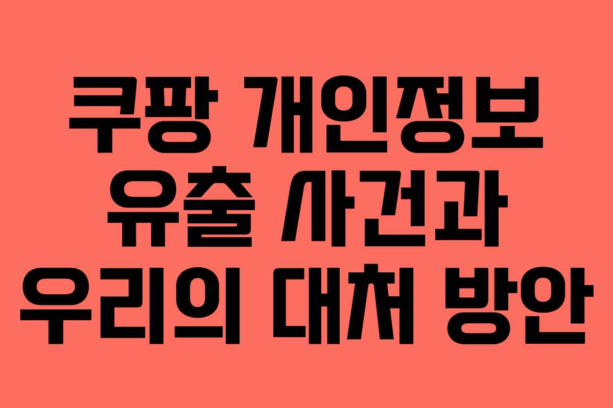 쿠팡 개인정보 유출 사건과 우리의 대처 방안 쿠팡 개인정보 유출 사건과 우리의 대처 방안