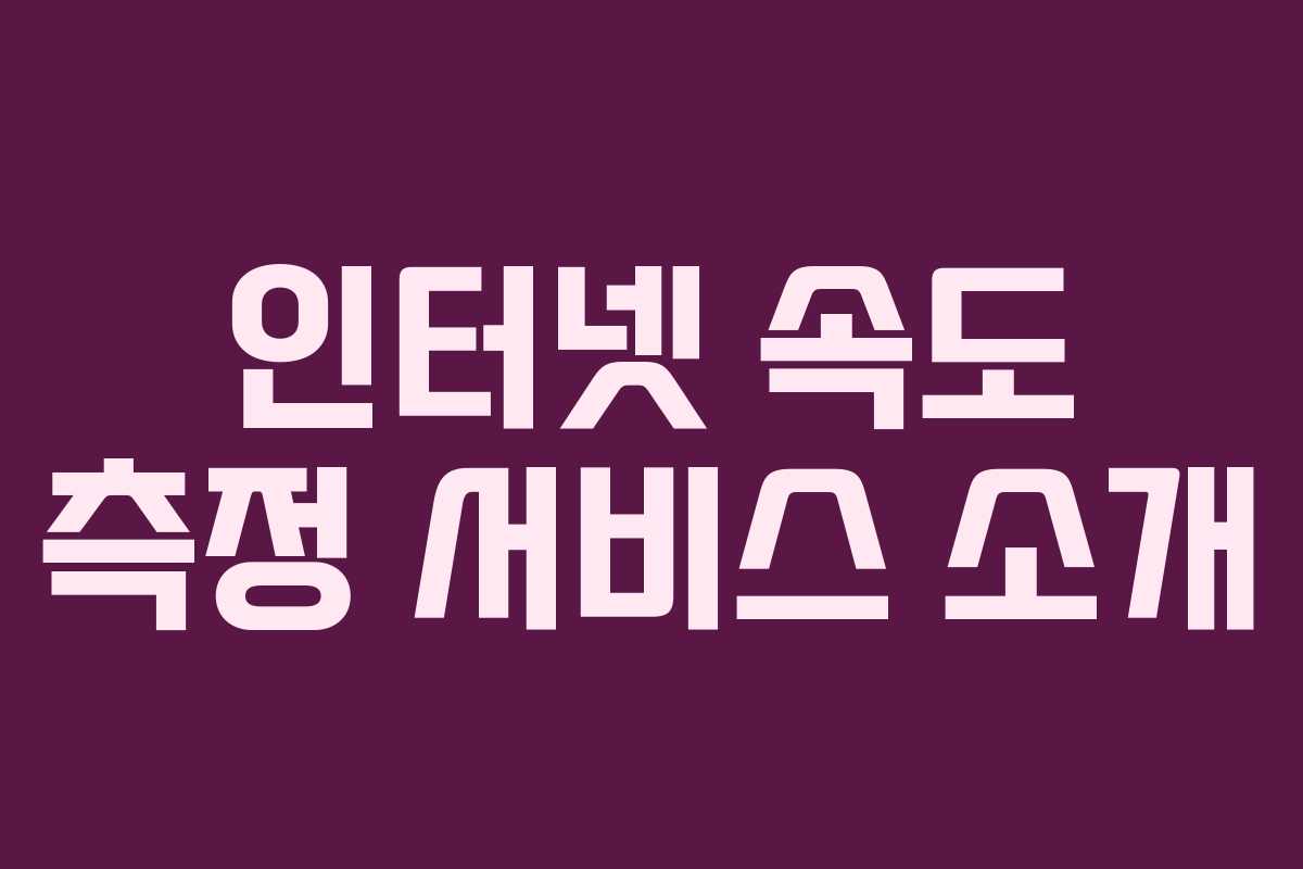 인터넷 속도 측정 서비스 소개