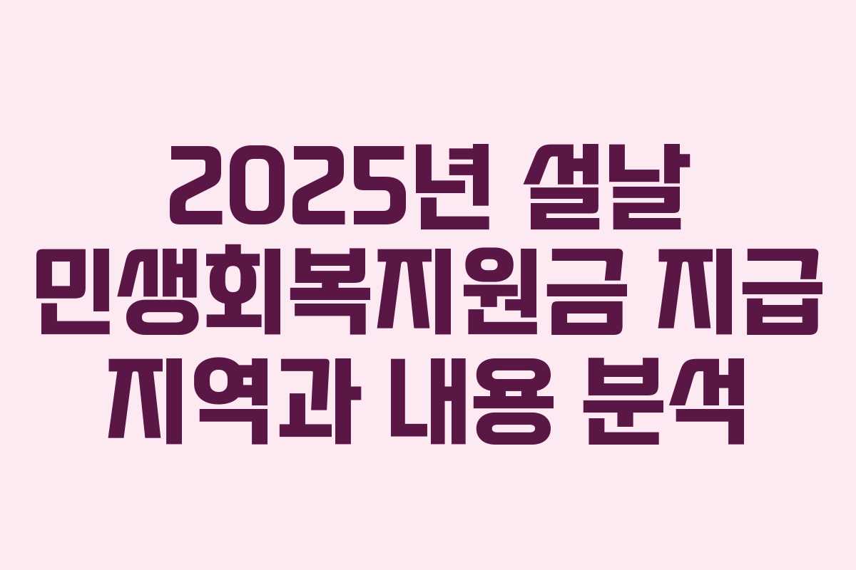 2025년 설날 민생회복지원금 지급 지역과 내용 분석