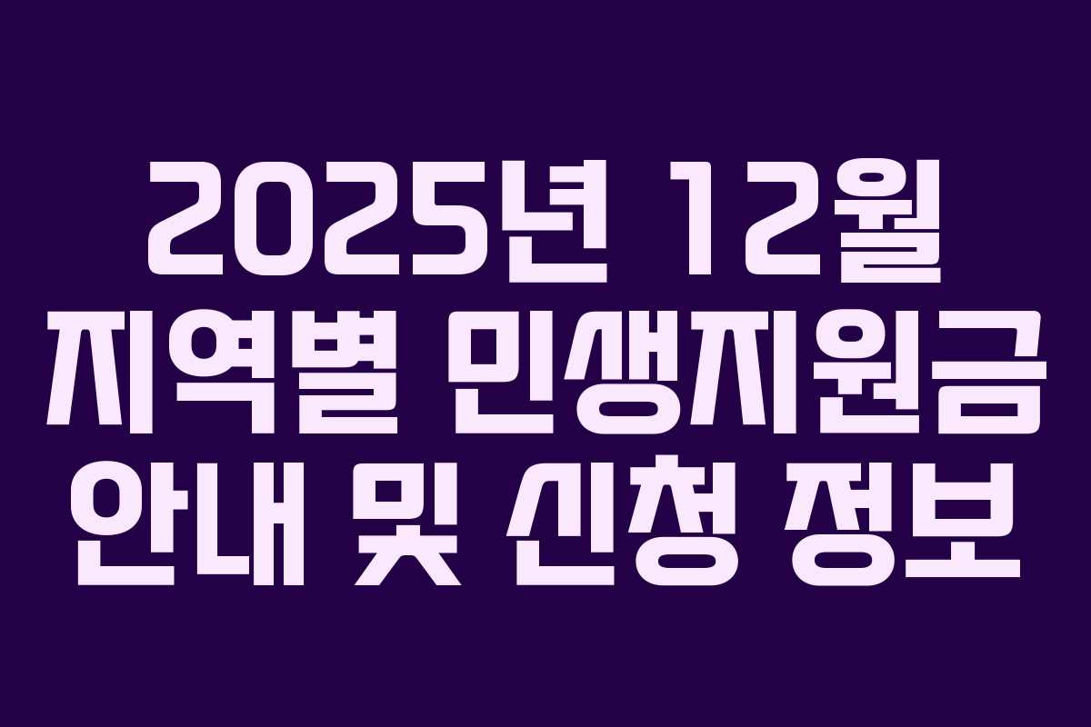 2025년 12월 지역별 민생지원금 안내 및 신청 정보