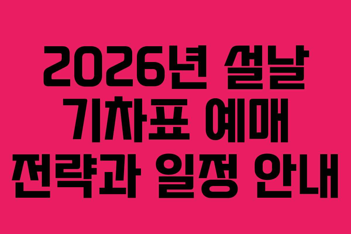 2026년 설날 기차표 예매 전략과 일정 안내