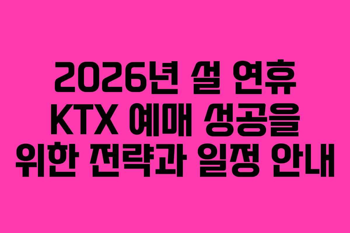 2026년 설 연휴 KTX 예매 성공을 위한 전략과 일정 안내