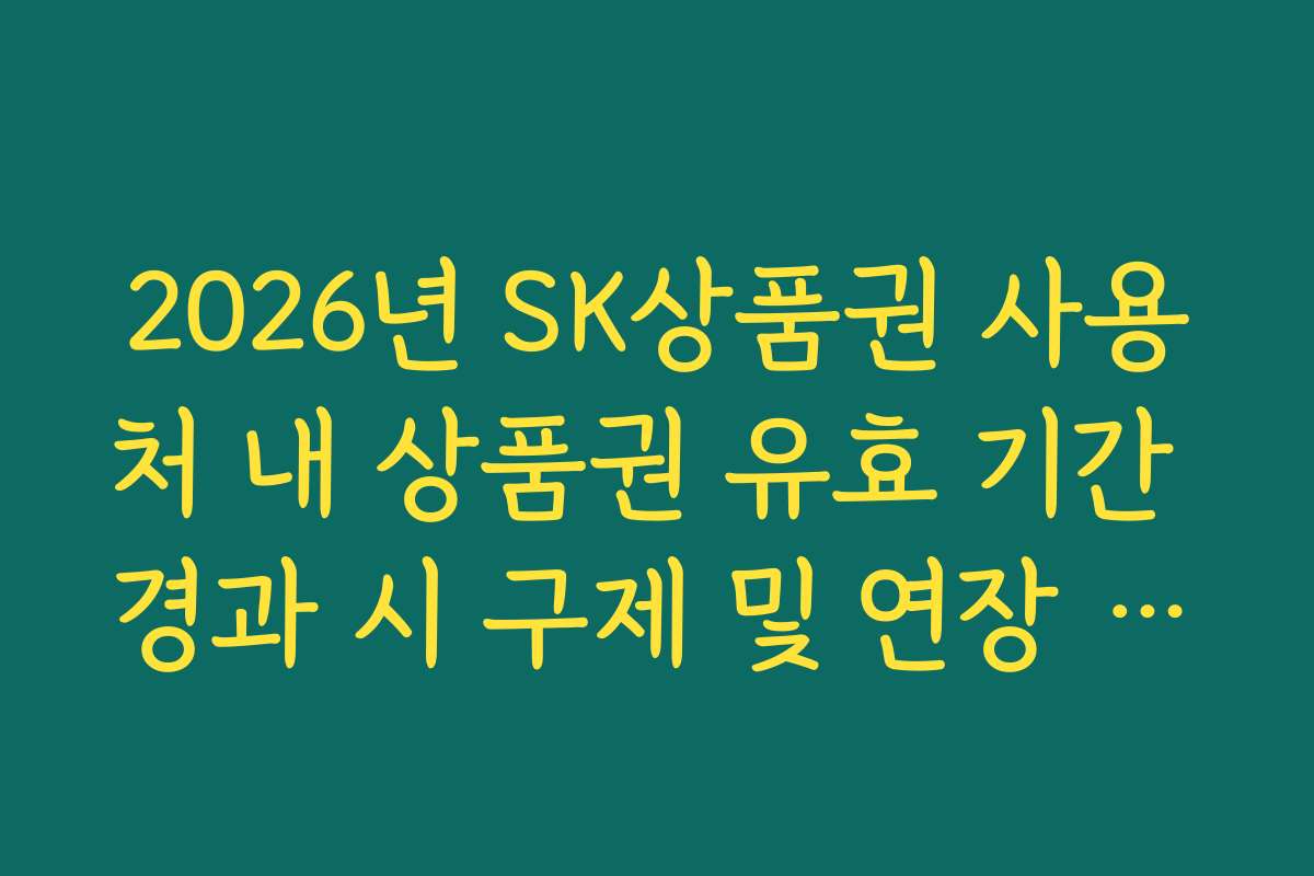 2026년 SK상품권 사용처 내 상품권 유효 기간 경과 시 구제 및 연장 신청법 2026년 SK상품권 사용처 내 상품권 유효 기간 경과 시 구제 및 연장 신청법