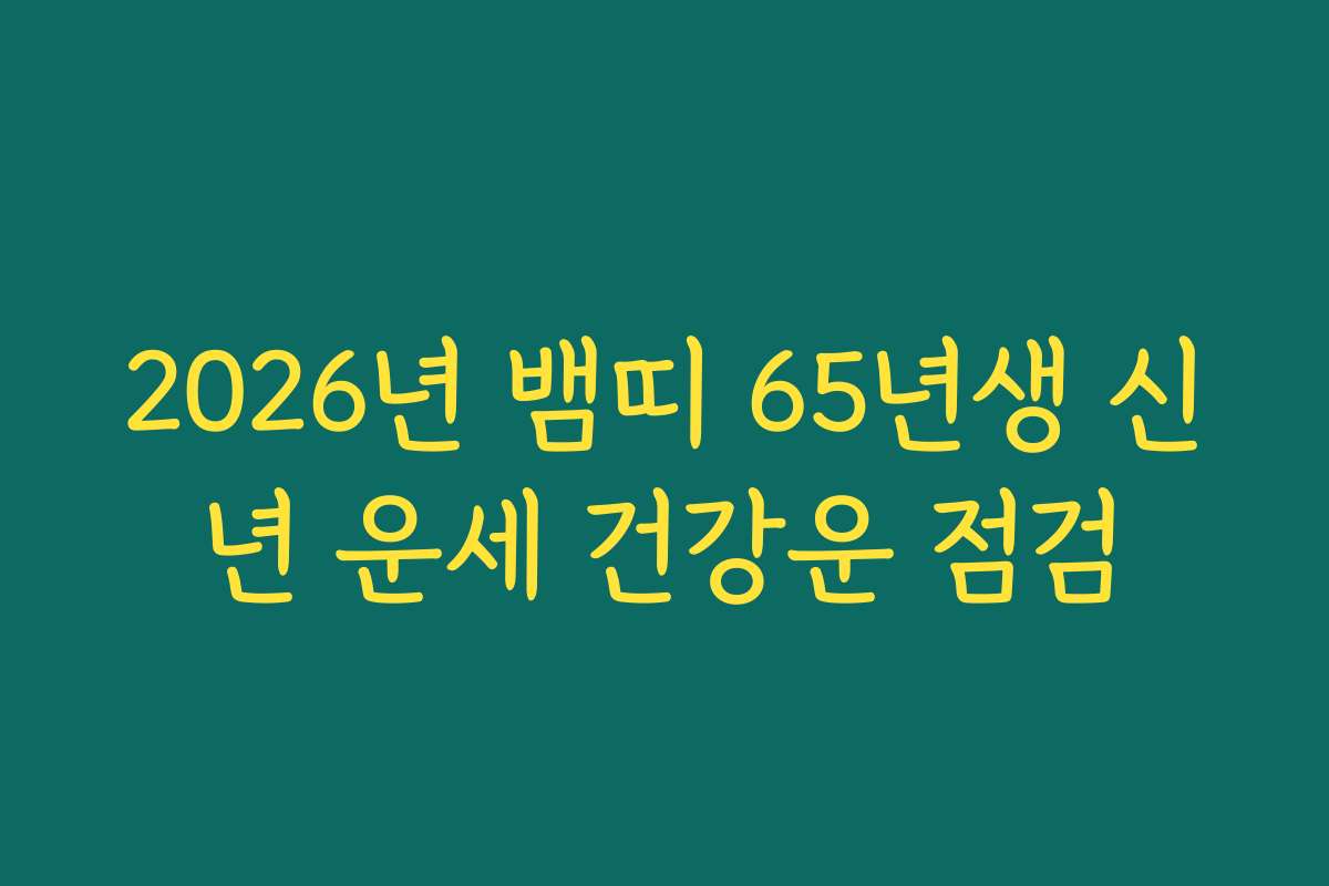 2026년 뱀띠 65년생 신년 운세 건강운 점검 2026년 뱀띠 65년생 신년 운세 건강운 점검
