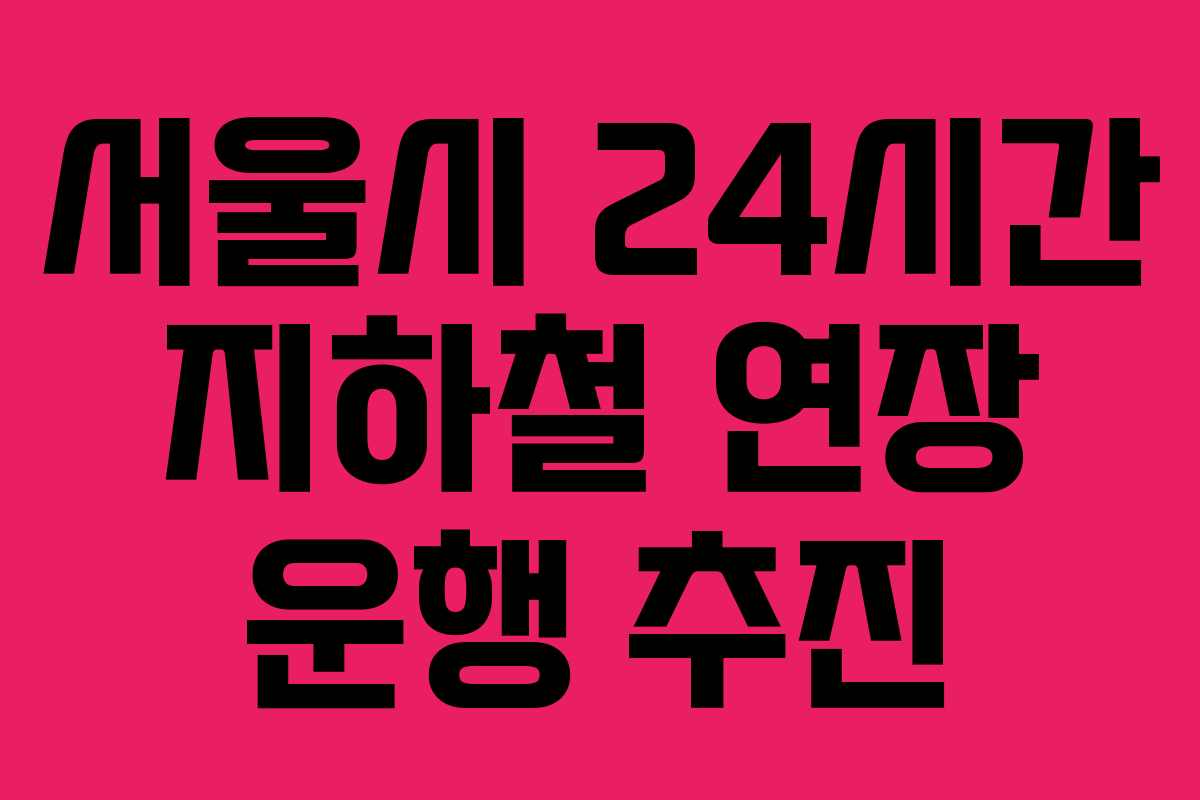 서울시 24시간 지하철 연장 운행 추진 서울시 24시간 지하철 연장 운행 추진