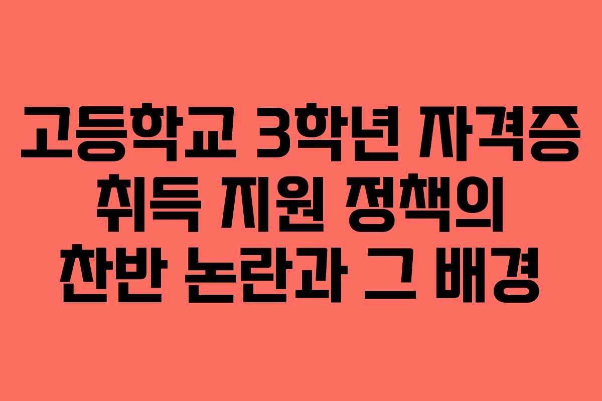 고등학교 3학년 자격증 취득 지원 정책의 찬반 논란과 그 배경