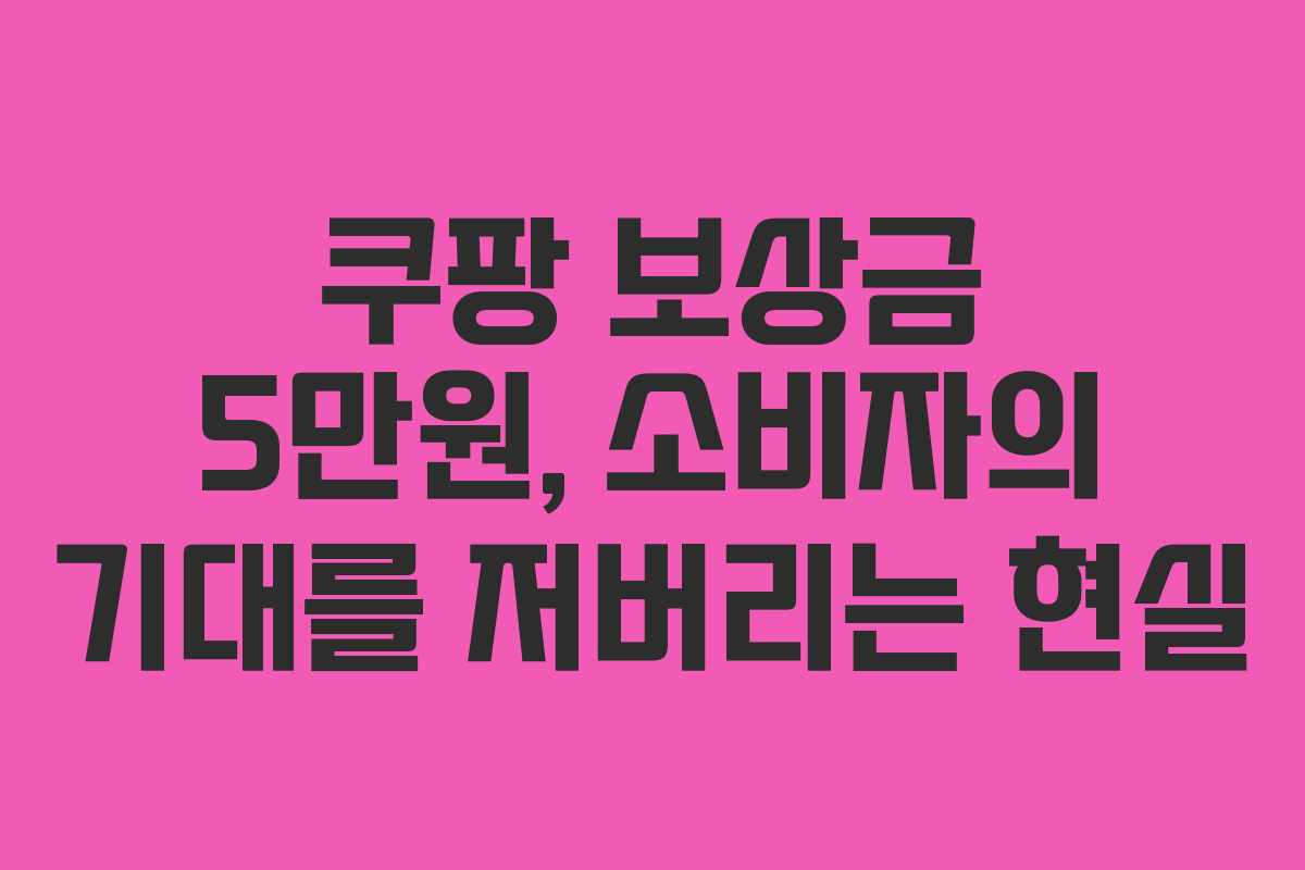 쿠팡 보상금 5만원, 소비자의 기대를 저버리는 현실