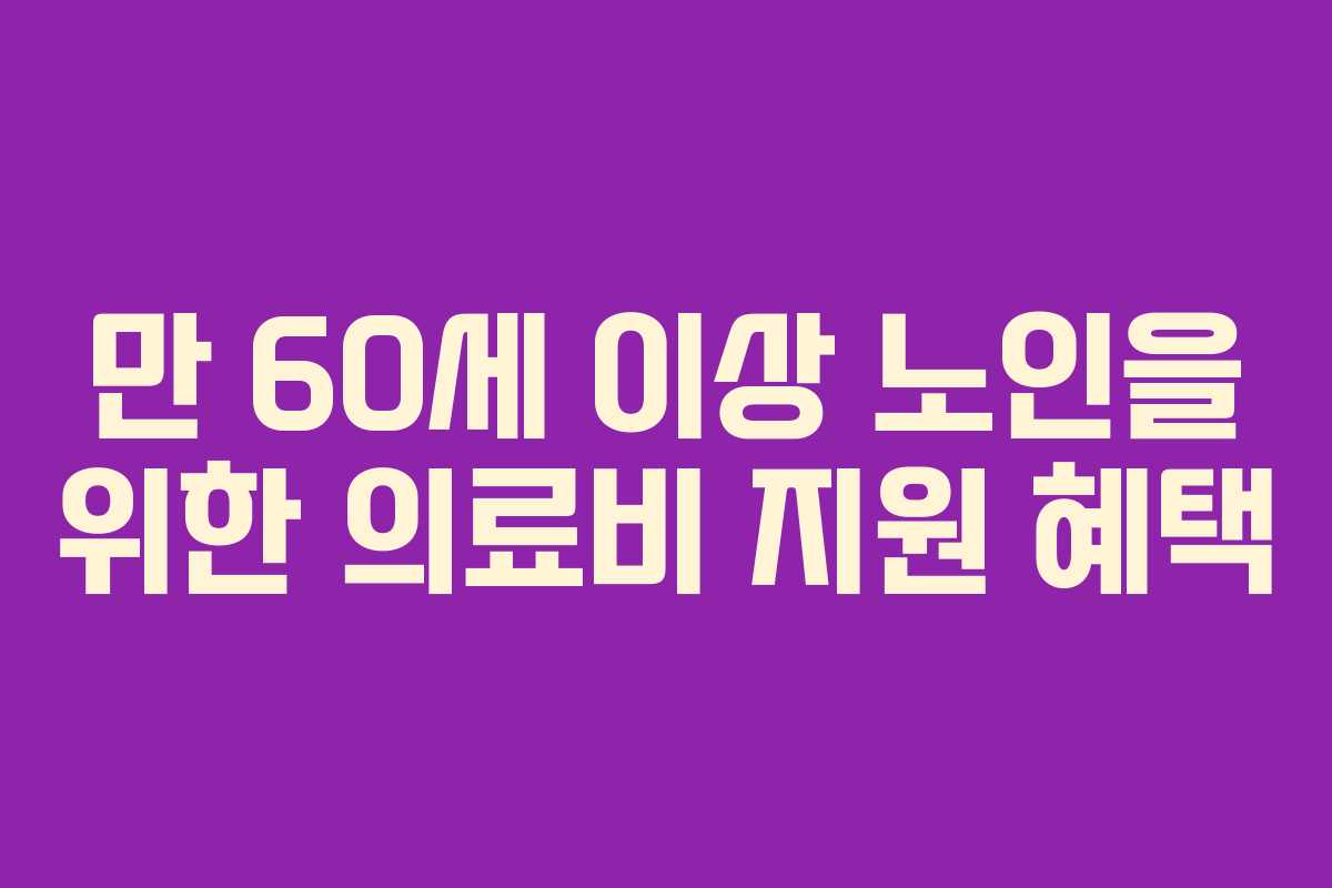 만 60세 이상 노인을 위한 의료비 지원 혜택