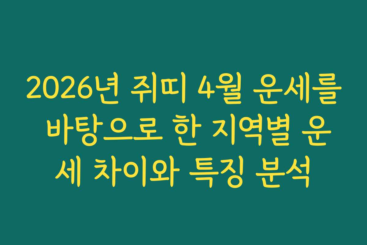 2026년 쥐띠 4월 운세를 바탕으로 한 지역별 운세 차이와 특징 분석