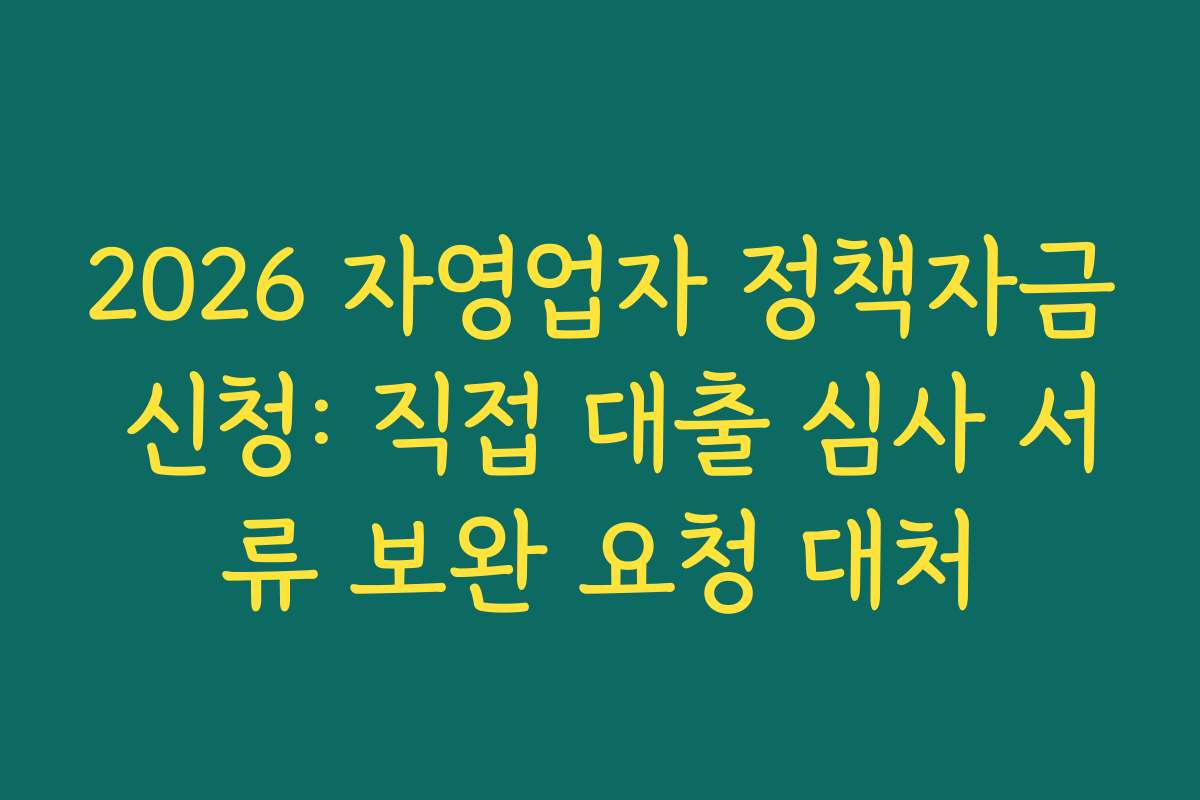 2026 자영업자 정책자금 신청: 직접 대출 심사 서류 보완 요청 대처 2026 자영업자 정책자금 신청: 직접 대출 심사 서류 보완 요청 대처