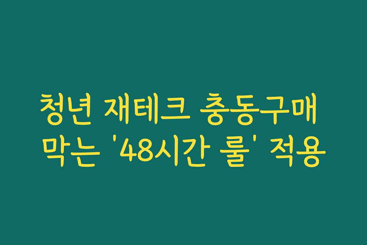 청년 재테크 충동구매 막는 ‘48시간 룰’ 적용