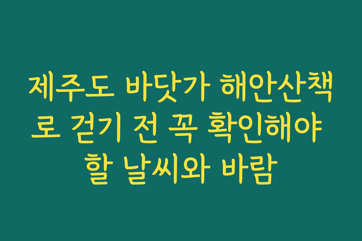 제주도 바닷가 해안산책로 걷기 전 꼭 확인해야 할 날씨와 바람 제주도 바닷가 해안산책로 걷기 전 꼭 확인해야 할 날씨와 바람