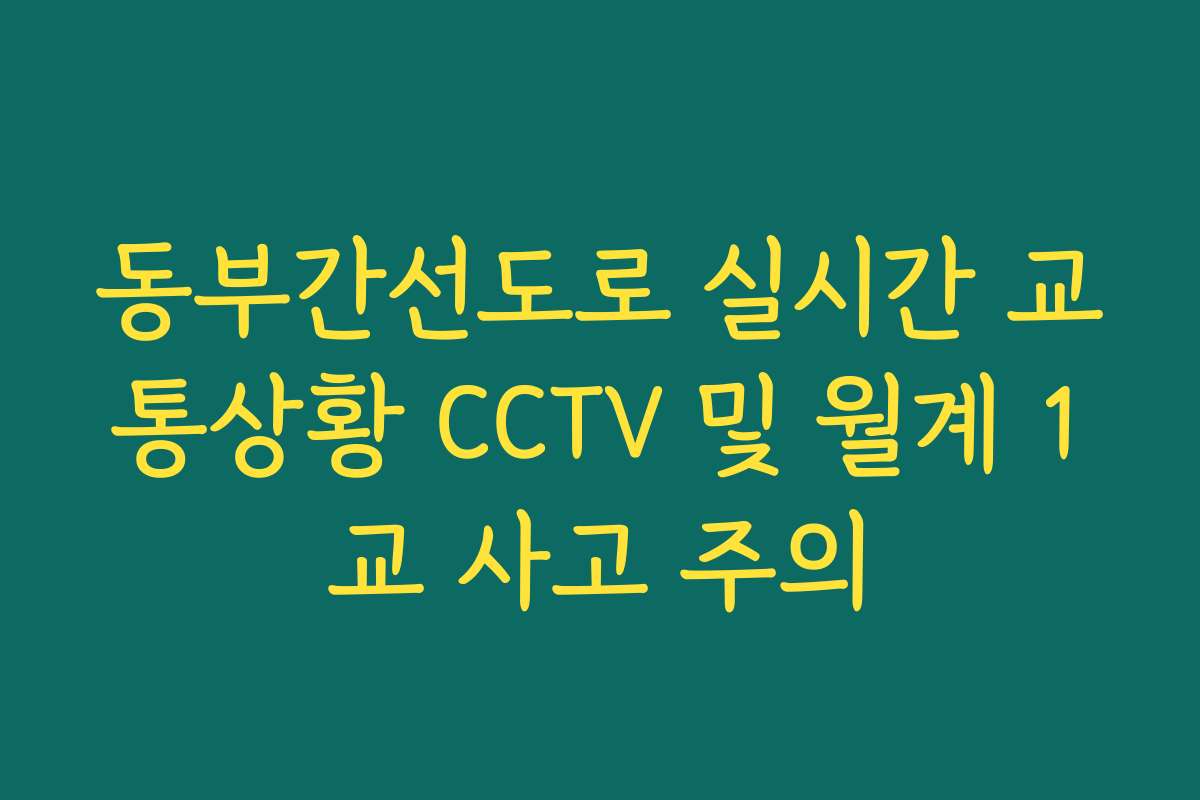 동부간선도로 실시간 교통상황 CCTV 및 월계 1교 사고 주의