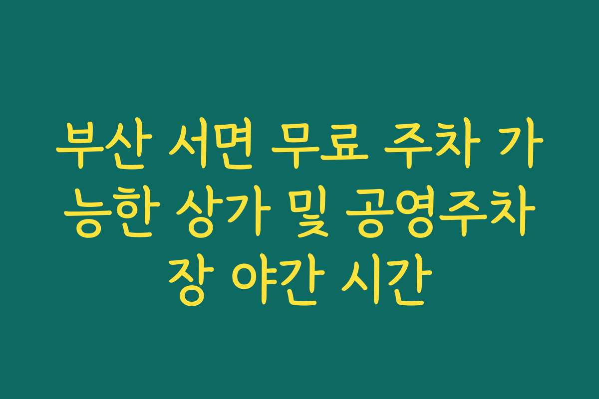 부산 서면 무료 주차 가능한 상가 및 공영주차장 야간 시간