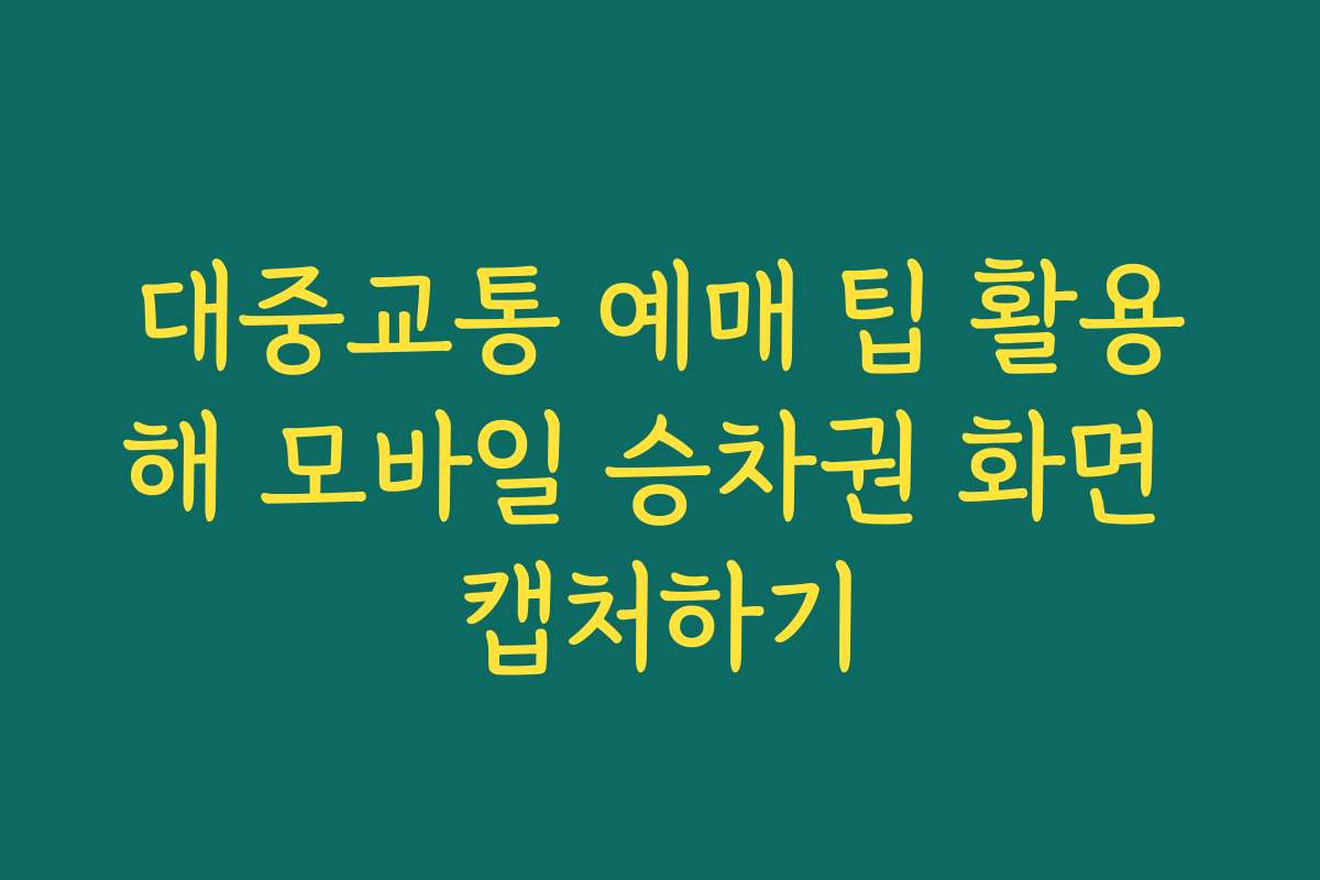 대중교통 예매 팁 활용해 모바일 승차권 화면 캡처하기