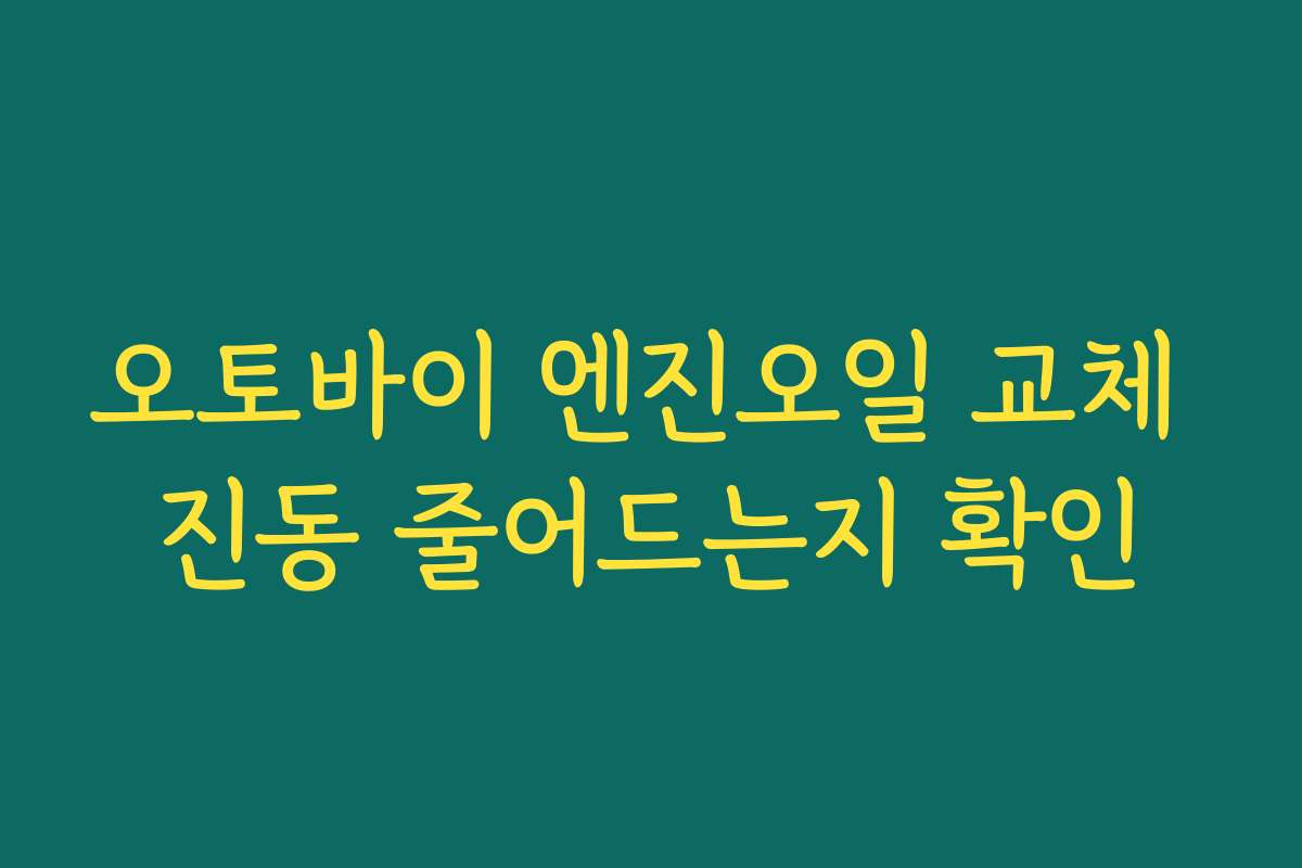 오토바이 엔진오일 교체 진동 줄어드는지 확인 오토바이 엔진오일 교체 진동 줄어드는지 확인