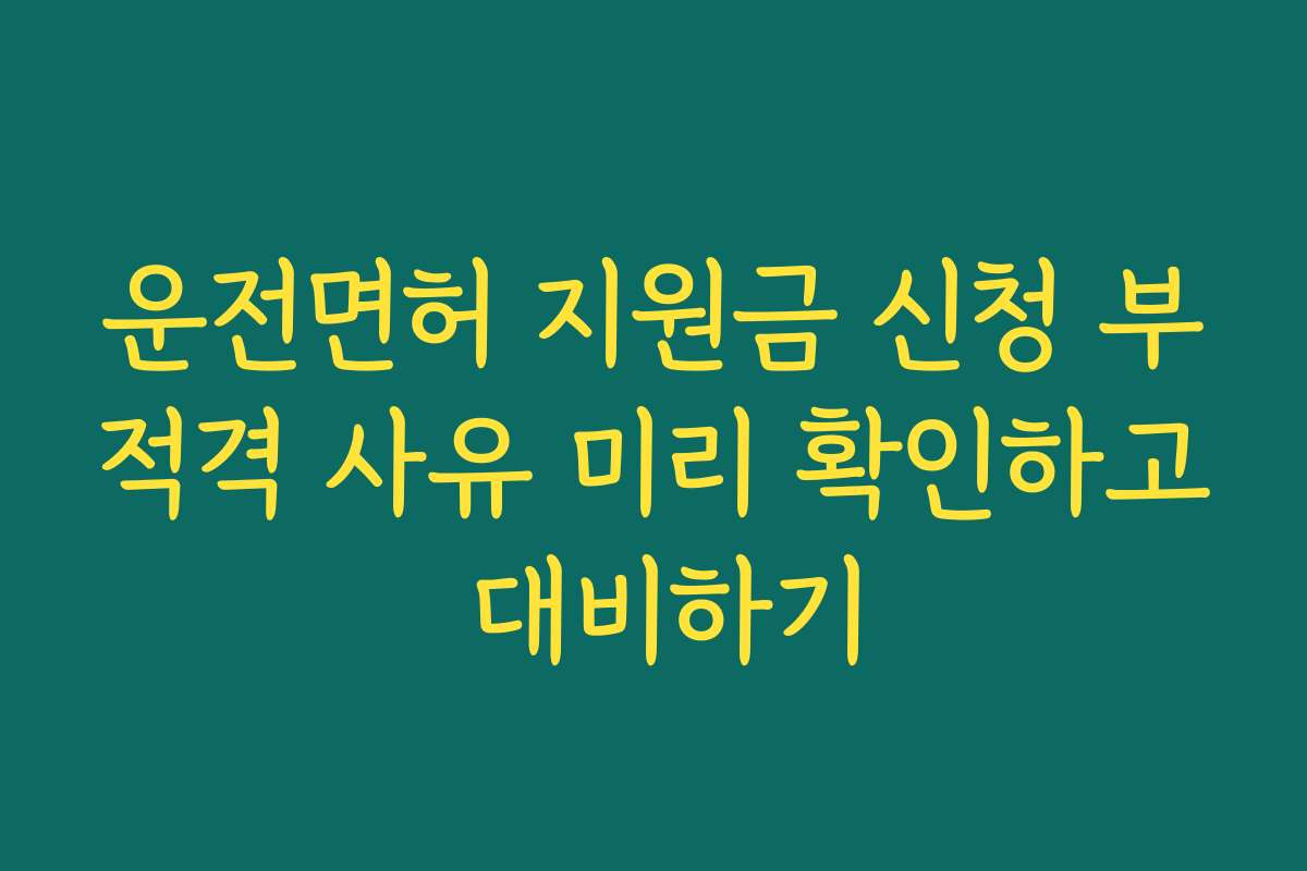 운전면허 지원금 신청 부적격 사유 미리 확인하고 대비하기