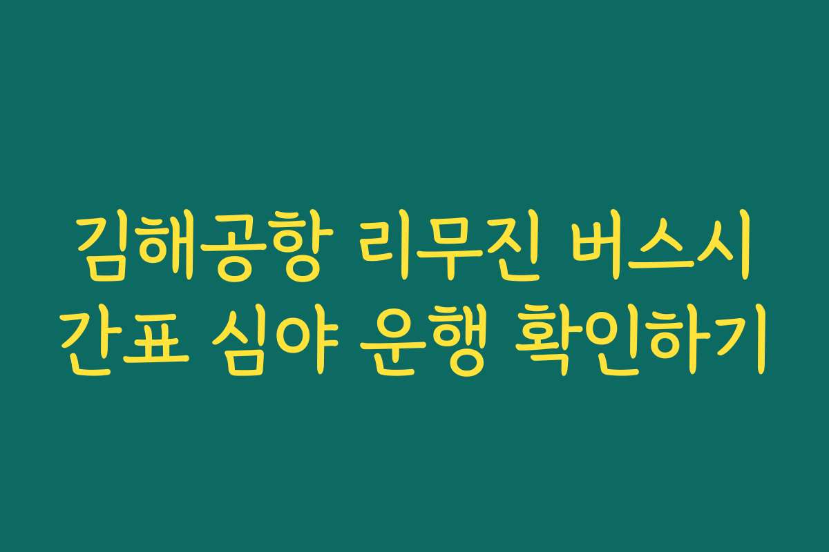 김해공항 리무진 버스시간표 심야 운행 확인하기