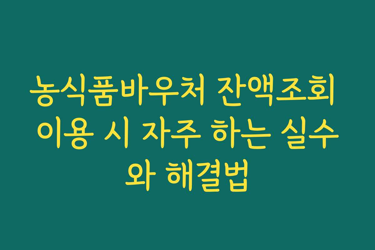 농식품바우처 잔액조회 이용 시 자주 하는 실수와 해결법